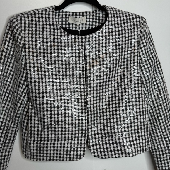 Wayf Kennedy Sequined Houndstooth Jacket Black and White NWT - Picture 6 of 10